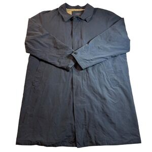 Vintage L.L. Bean Blue Full Zip Trench Coat Lined Outdoor Jacket Men's Size XL